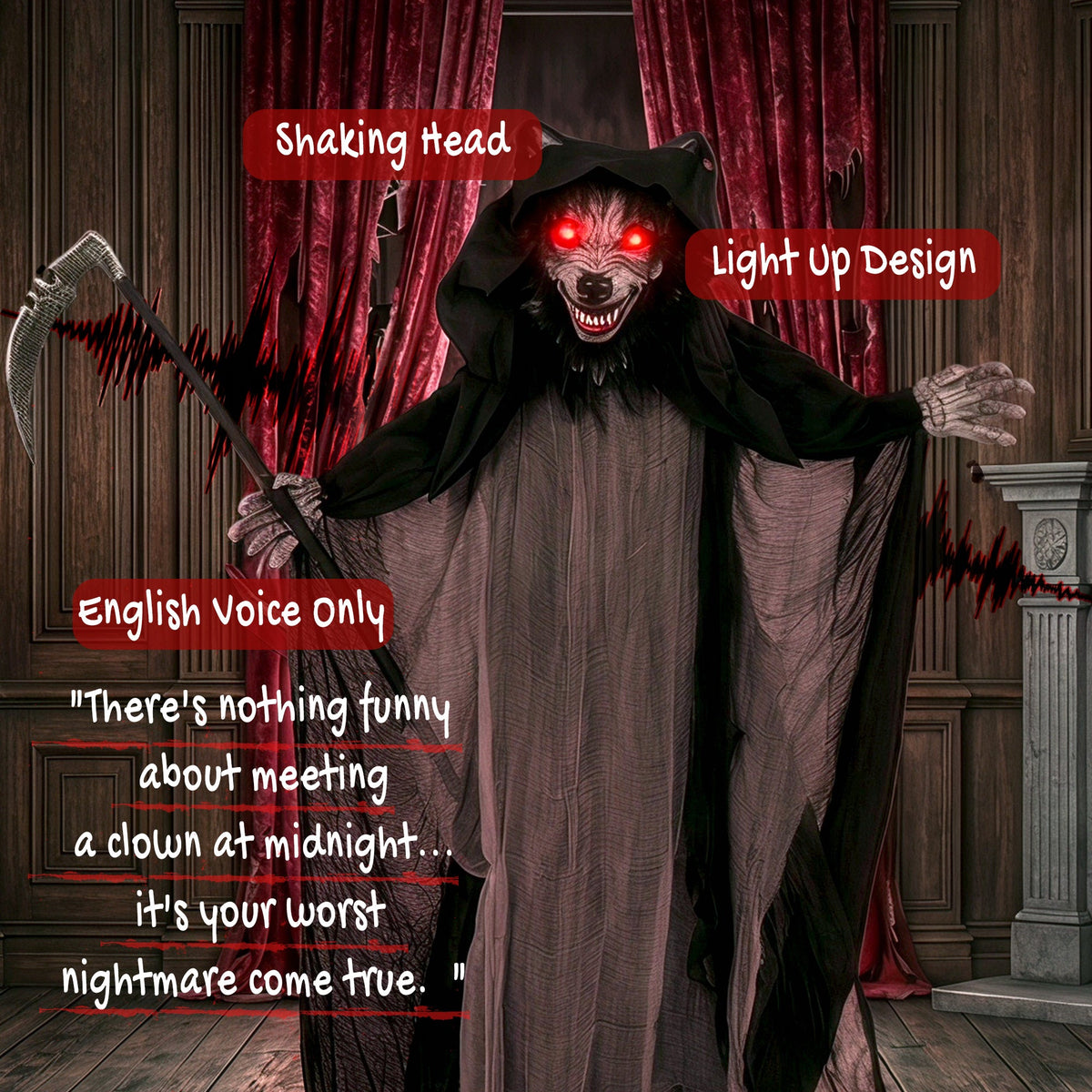 Animated Werewolf Halloween Decoration - 170cm