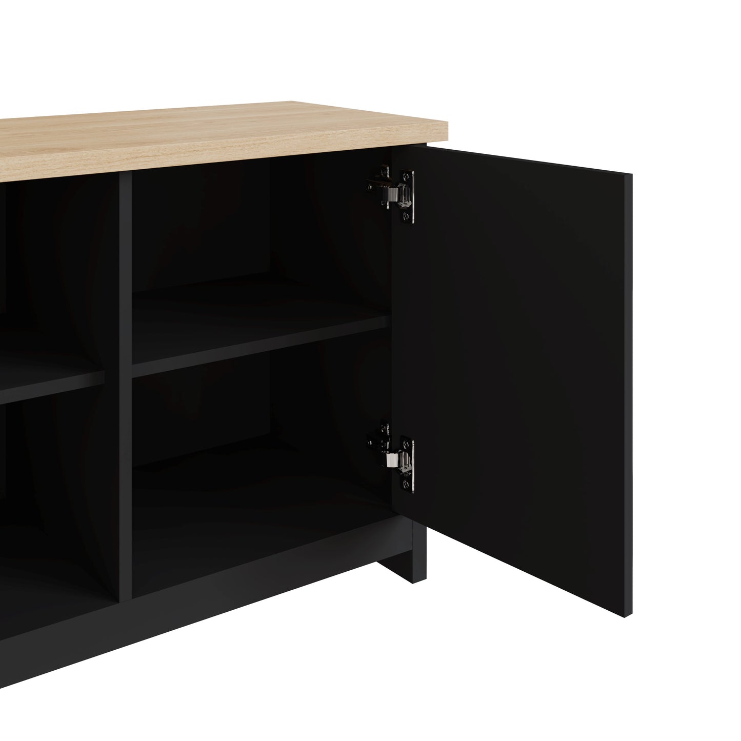 Lancaster Shoe Storage Black & Oak 2 Doors 4 Shelves