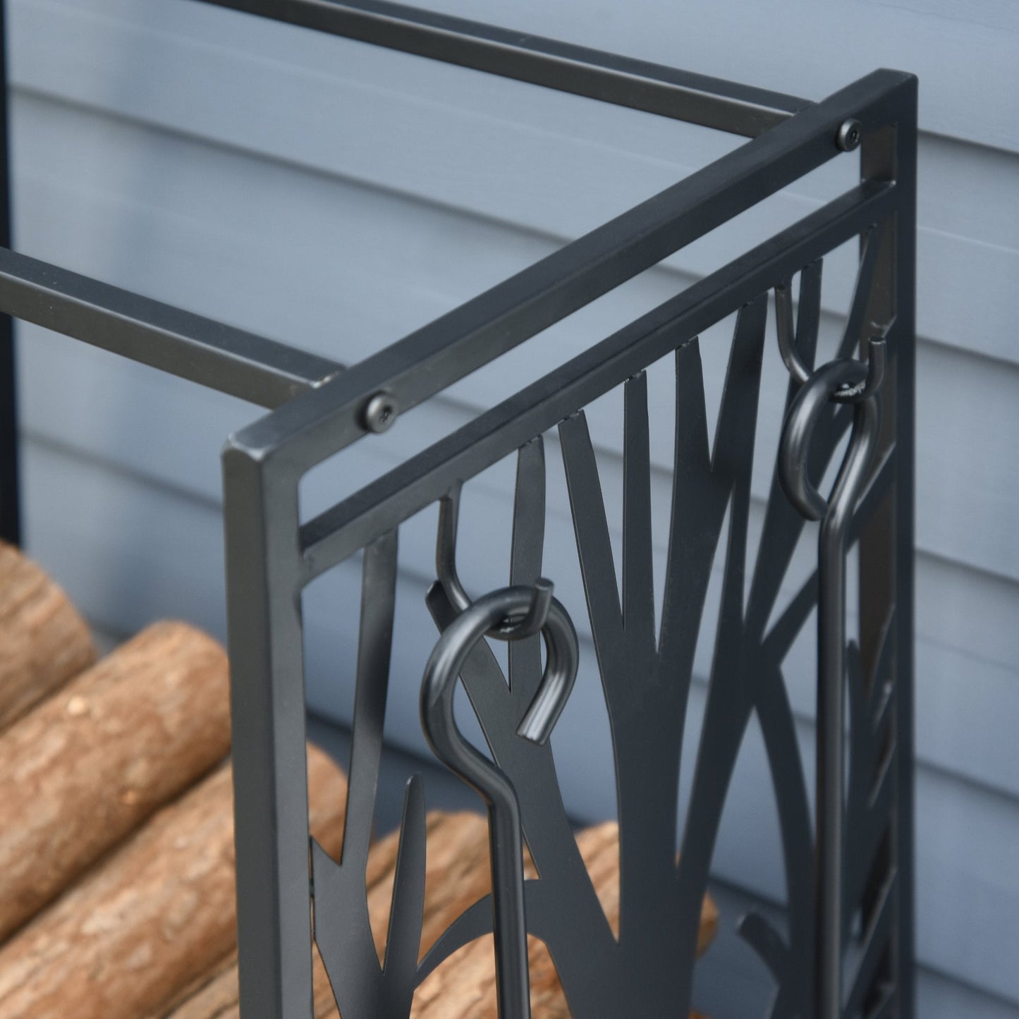 Heavy Duty Firewood Wood Log Rack Fireplace Wood Storagew/ 4 Tools