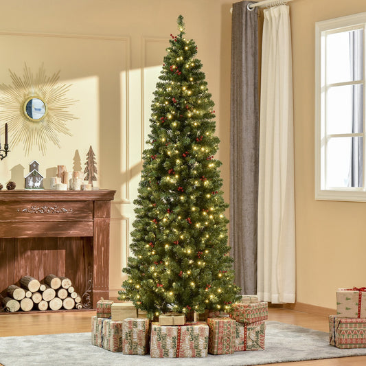 7FT Prelit Artificial Pencil Christmas Tree with Warm White LED Light Primary Image