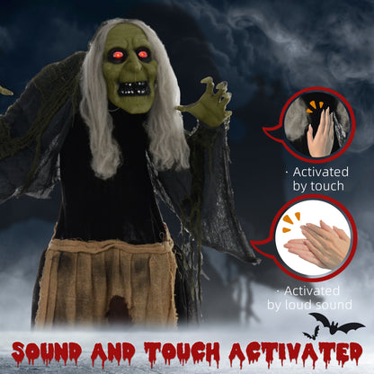 Animated Hunchback Witch Halloween Decoration - 160cm