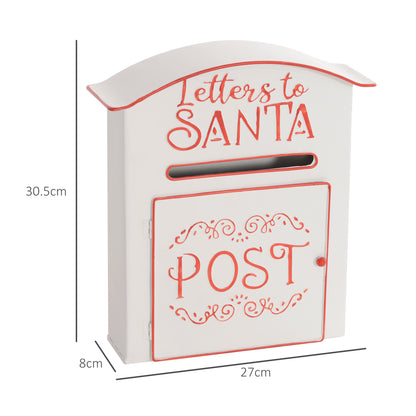 Postbox Christmas Decoration White & Red - 30.5cm