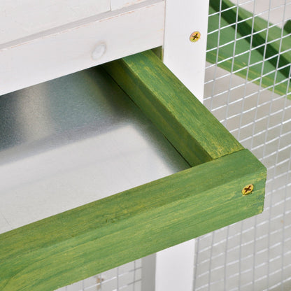PawHut Rabbit Hutch Wood Bunny Cage for Outdoor Indoor w/ Pull Out Tray Run Box Ramp