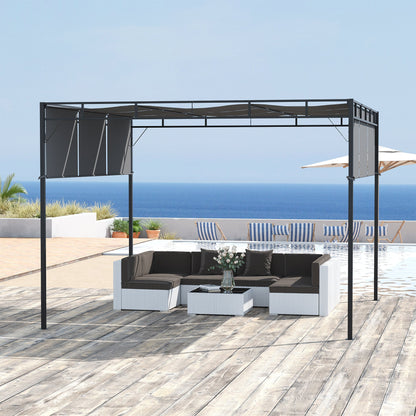 3 x 3M Steel Pergola Gazebo with Retractable Roof