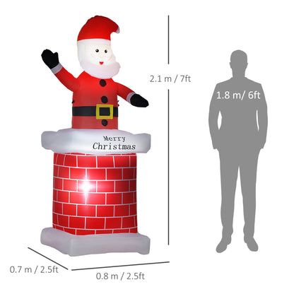 Santa In Chimney Inflatable Christmas Decoration - 210cm