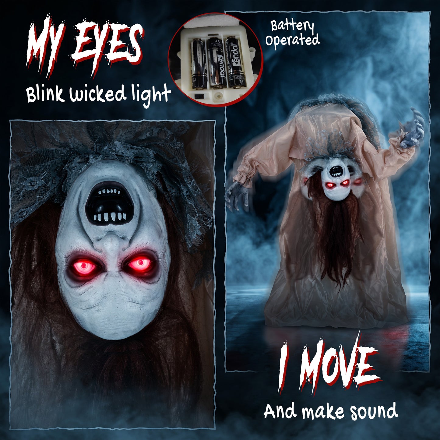 Animated Ghost Girl Halloween Decoration - 100cm
