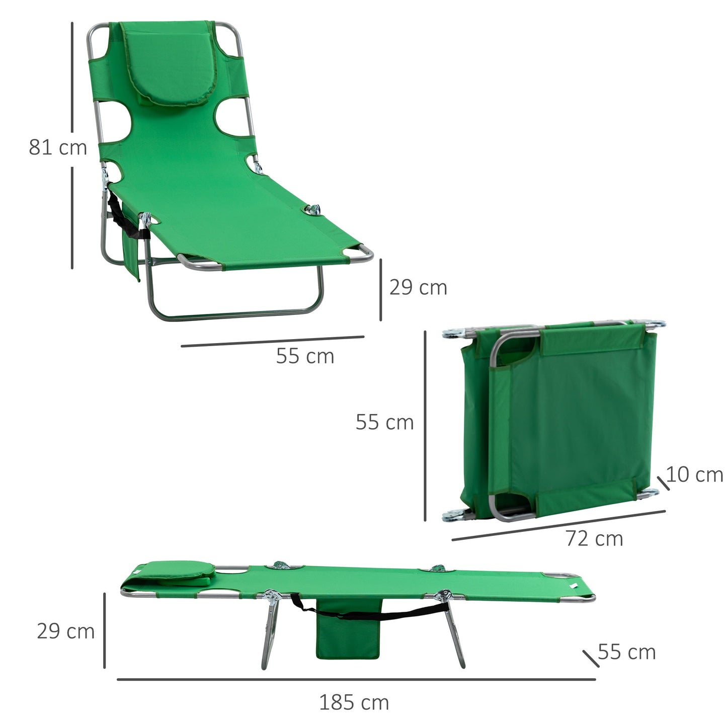 Foldable Sun Lounger with Reading Hole