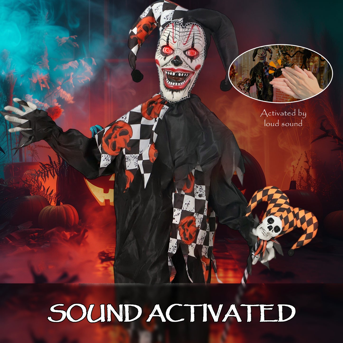 Animated Scary Clown Halloween Decoration - 183cm