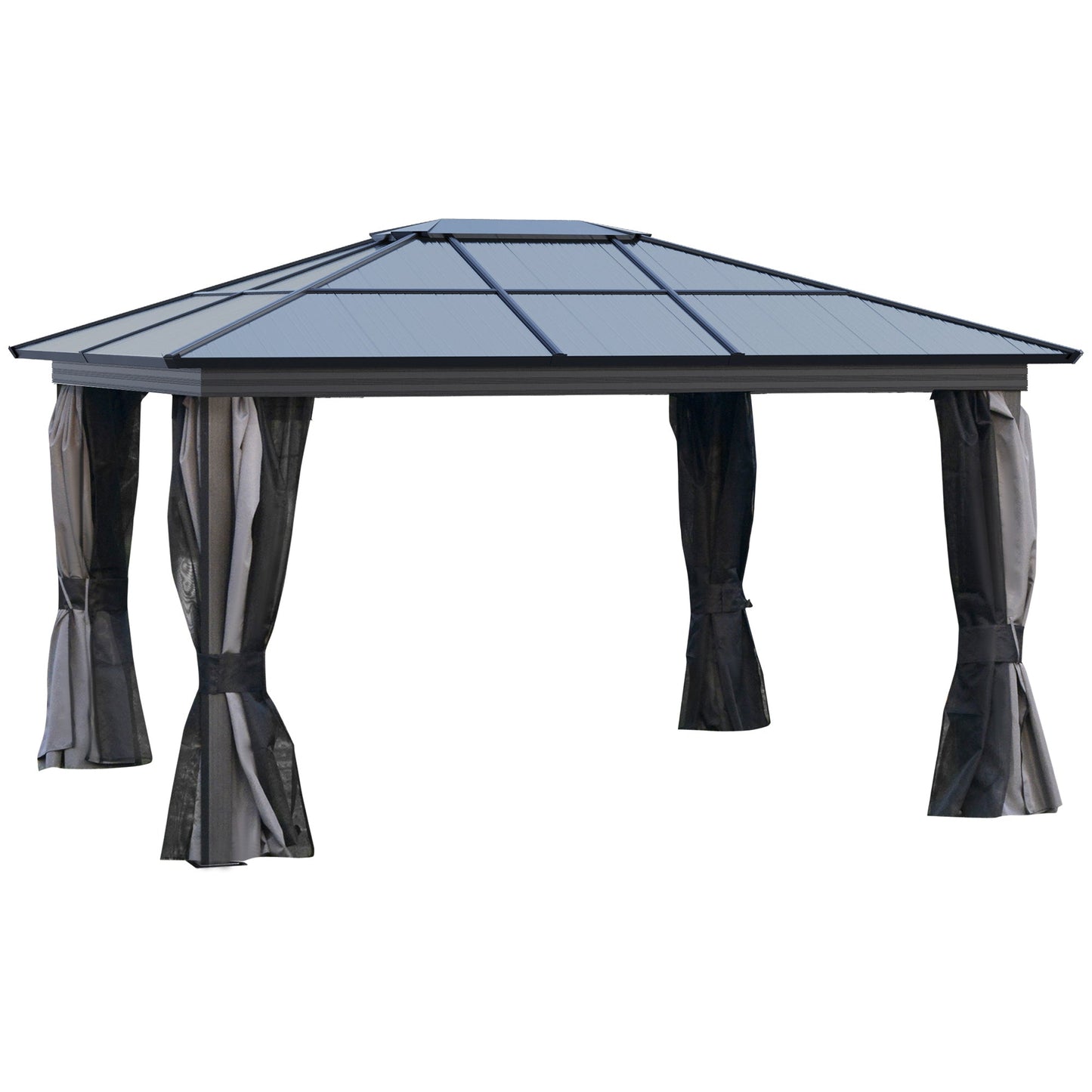 3.6 x 4m Hardtop Gazebo with UV Resistant Polycarbonate Roof & Aluminium Frame