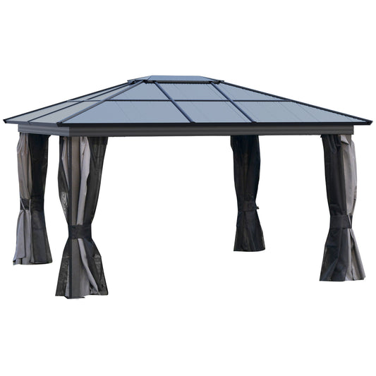 3.6 x 4m Hardtop Gazebo with UV Resistant Polycarbonate Roof & Aluminium Frame
