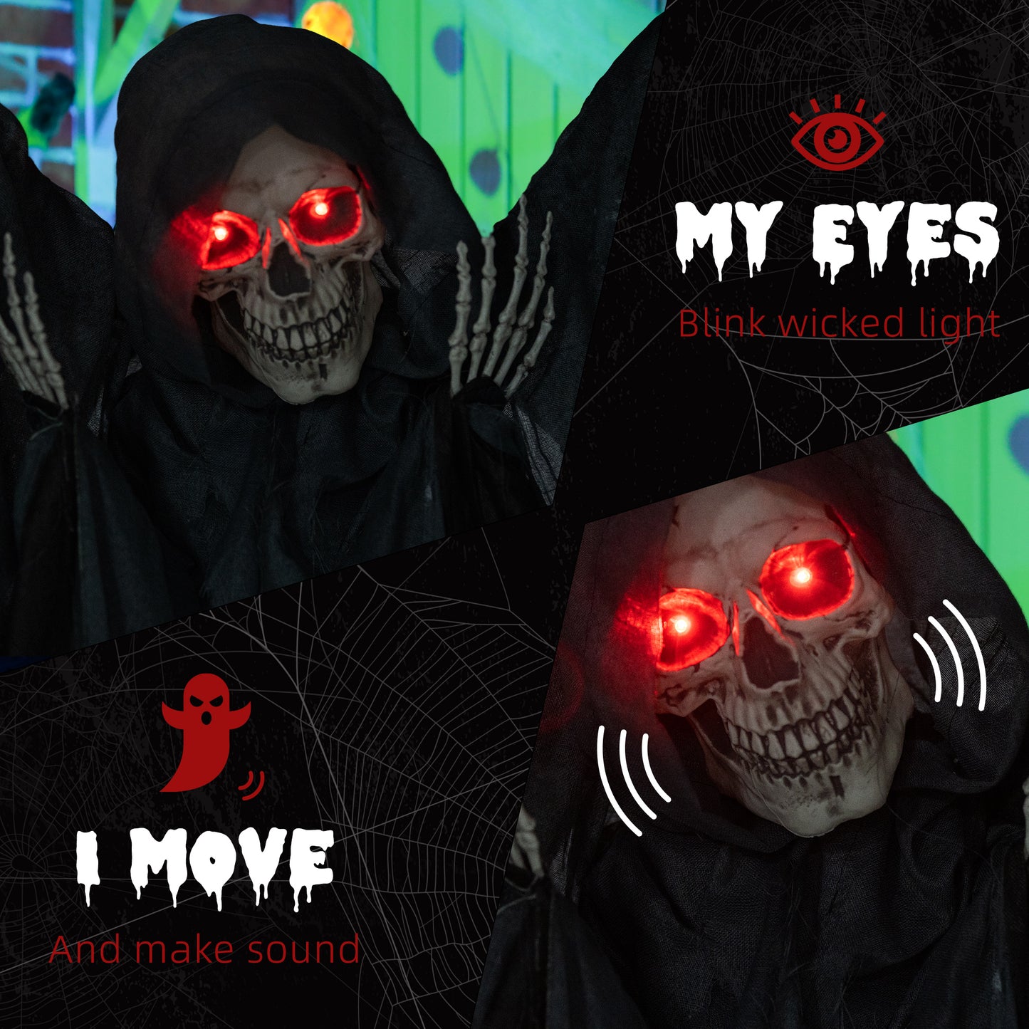 Animated Grim Reaper Halloween Decoration - 195cm