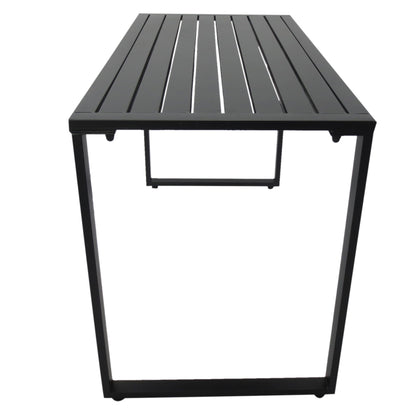 Outdoor 3-Piece Metal Picnic Table and 2 Benches Set Dining Trestle Beer Table Patio Garden Furniture Black