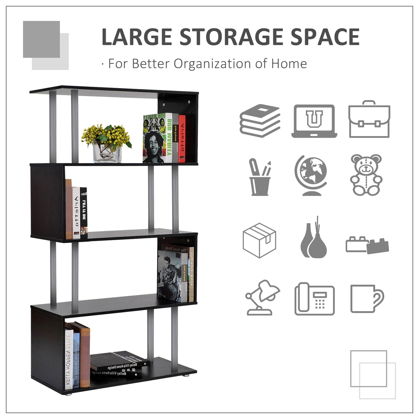 Double 'S' Shelving Unit - Black
