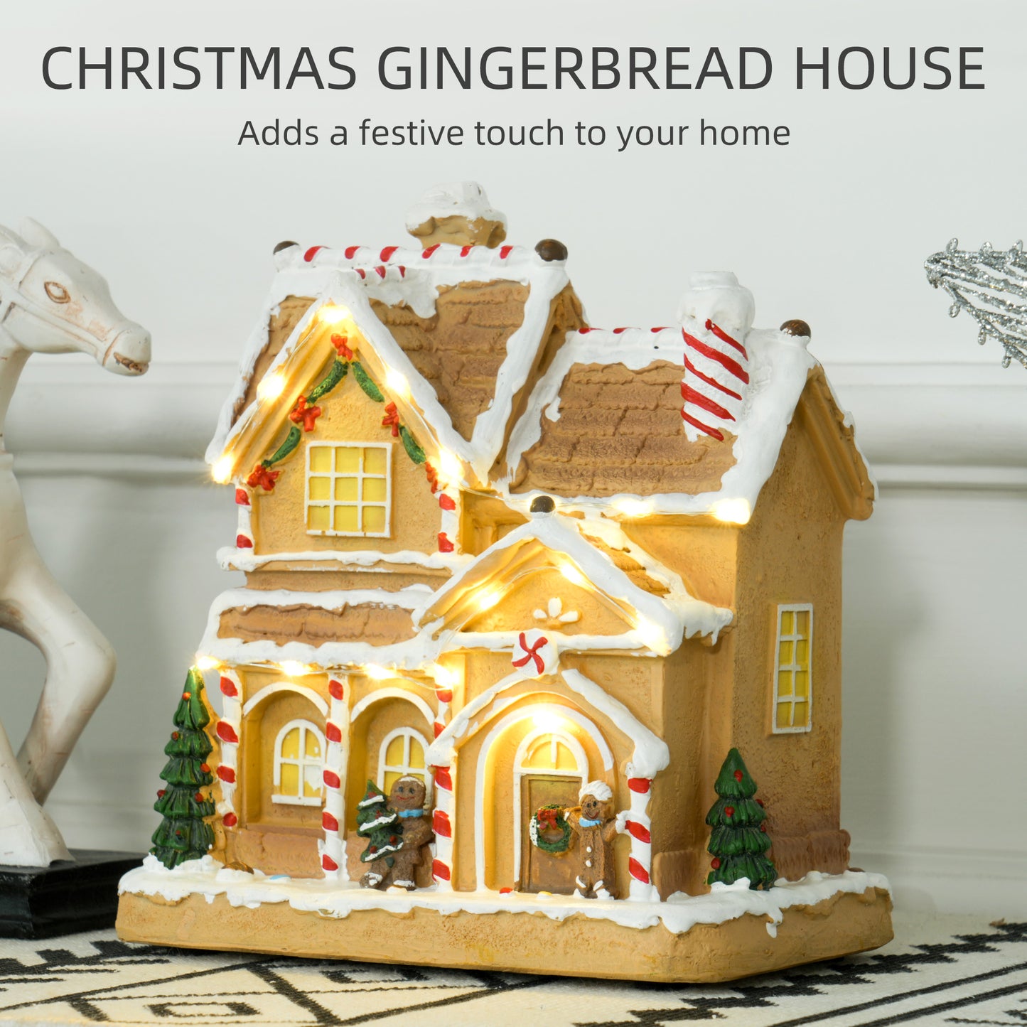 Gingerbread House Miniature Christmas Scene - 22.5cm