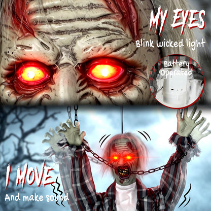 Animated Hanging Zombie Halloween Decoration - 110cm