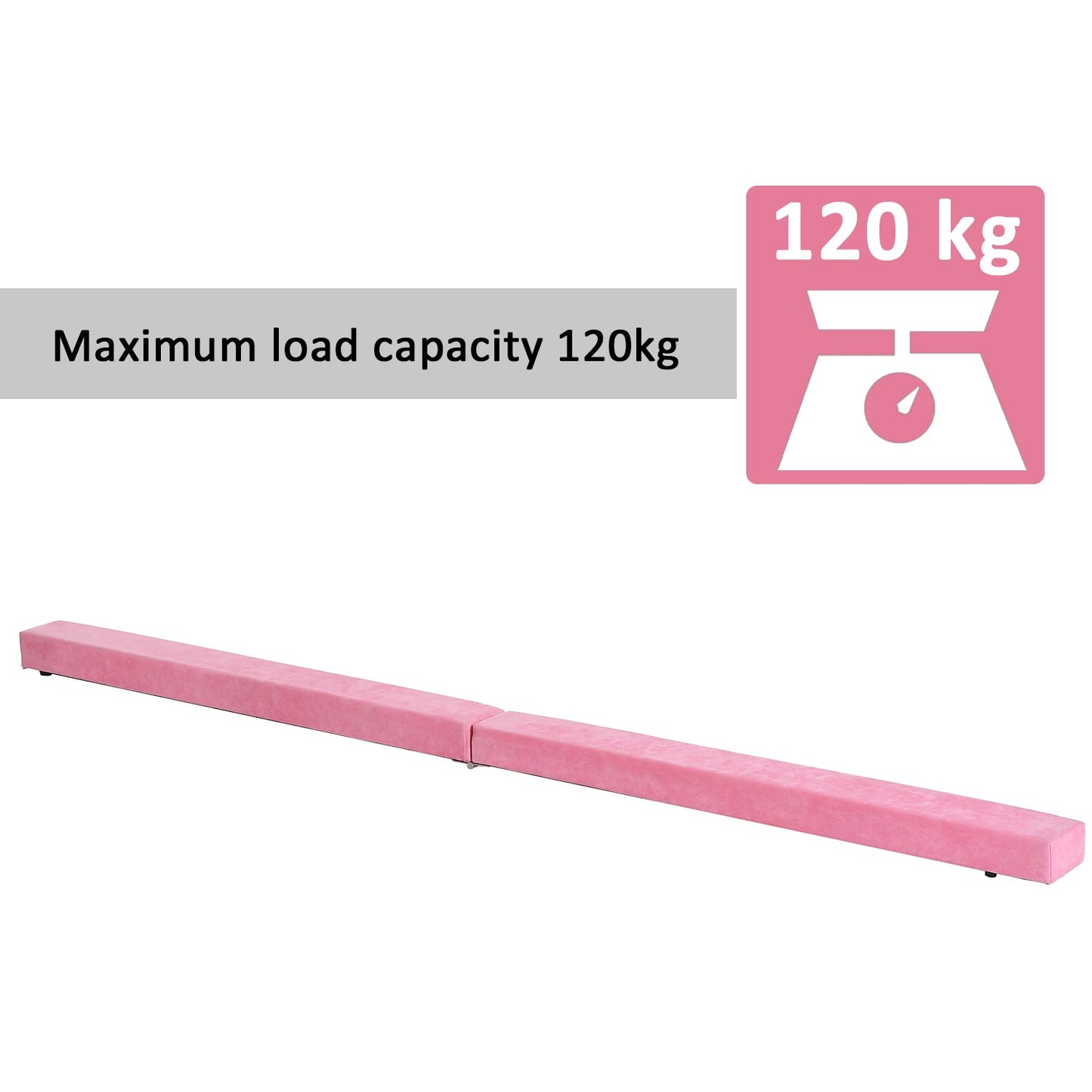 Suede Upholstered Wooden Folding Balance Beam Trainer Pink