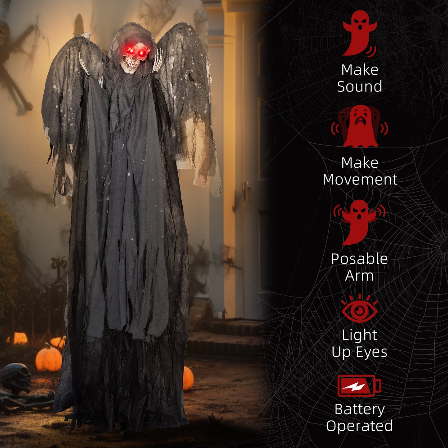 Animated Grim Reaper Halloween Decoration - 195cm