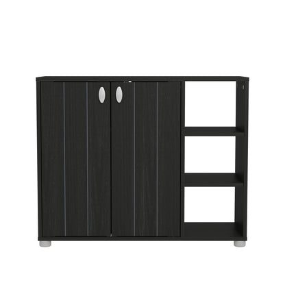 Bideford Shoe Storage Black 2 Doors 6 Shelves