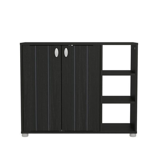 Bideford Shoe Storage Black 2 Doors 6 Shelves