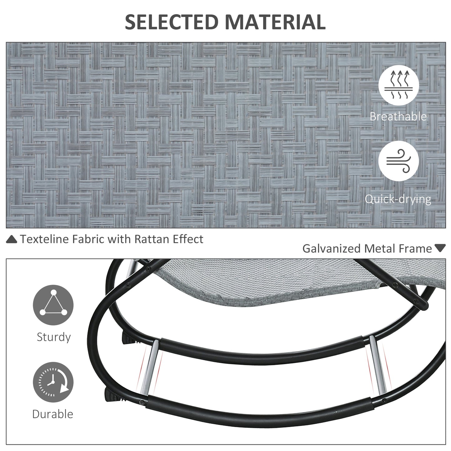 Zero Gravity Rocking Lounge Chair w/ Pillow for Indoor & Outdoor Texteline Grey
