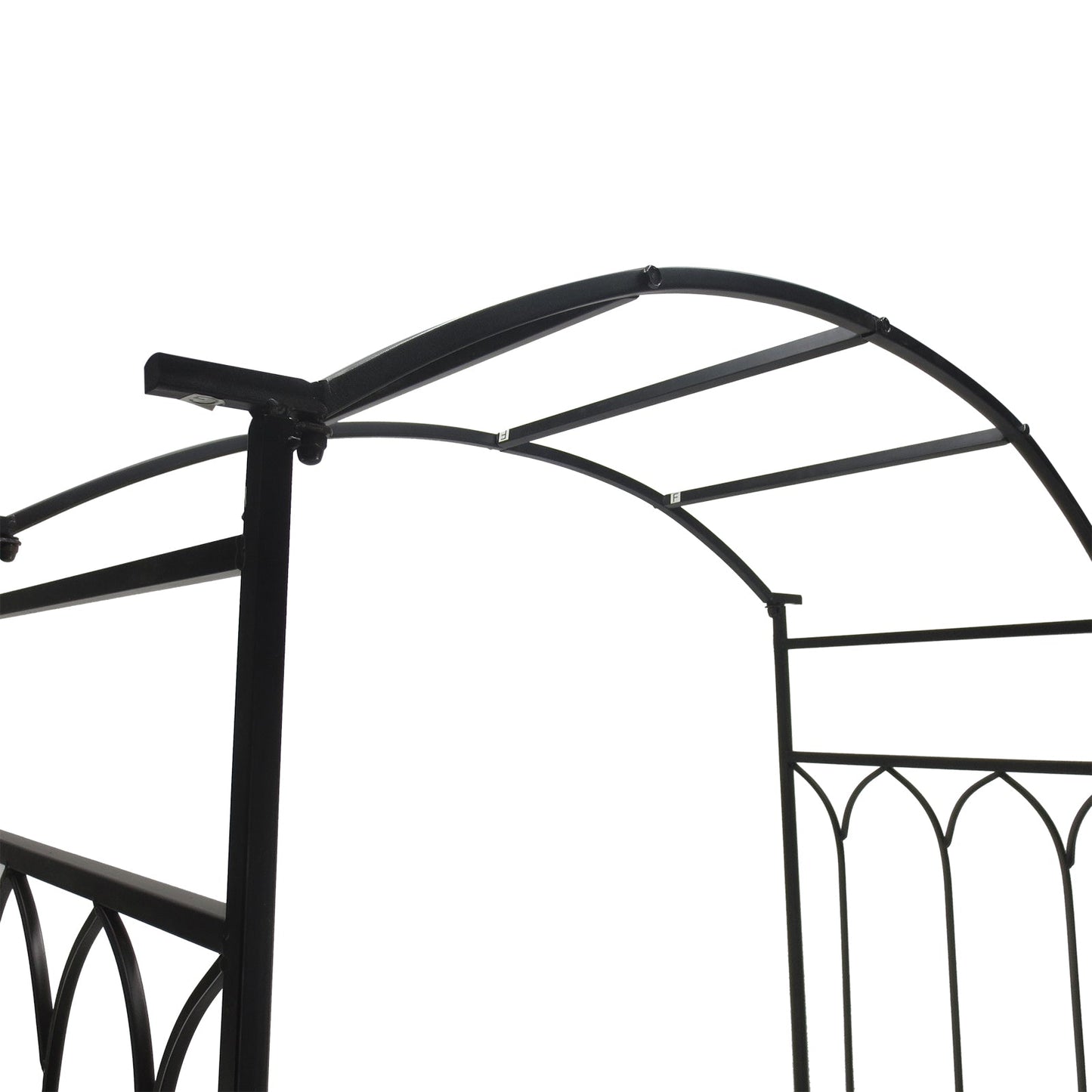 Garden Metal Frame Bench With arch For Various Climbing Plant 115Lx50Wx203H cm-Black
