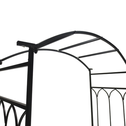 Garden Metal Frame Bench With arch For Various Climbing Plant 115Lx50Wx203H cm-Black