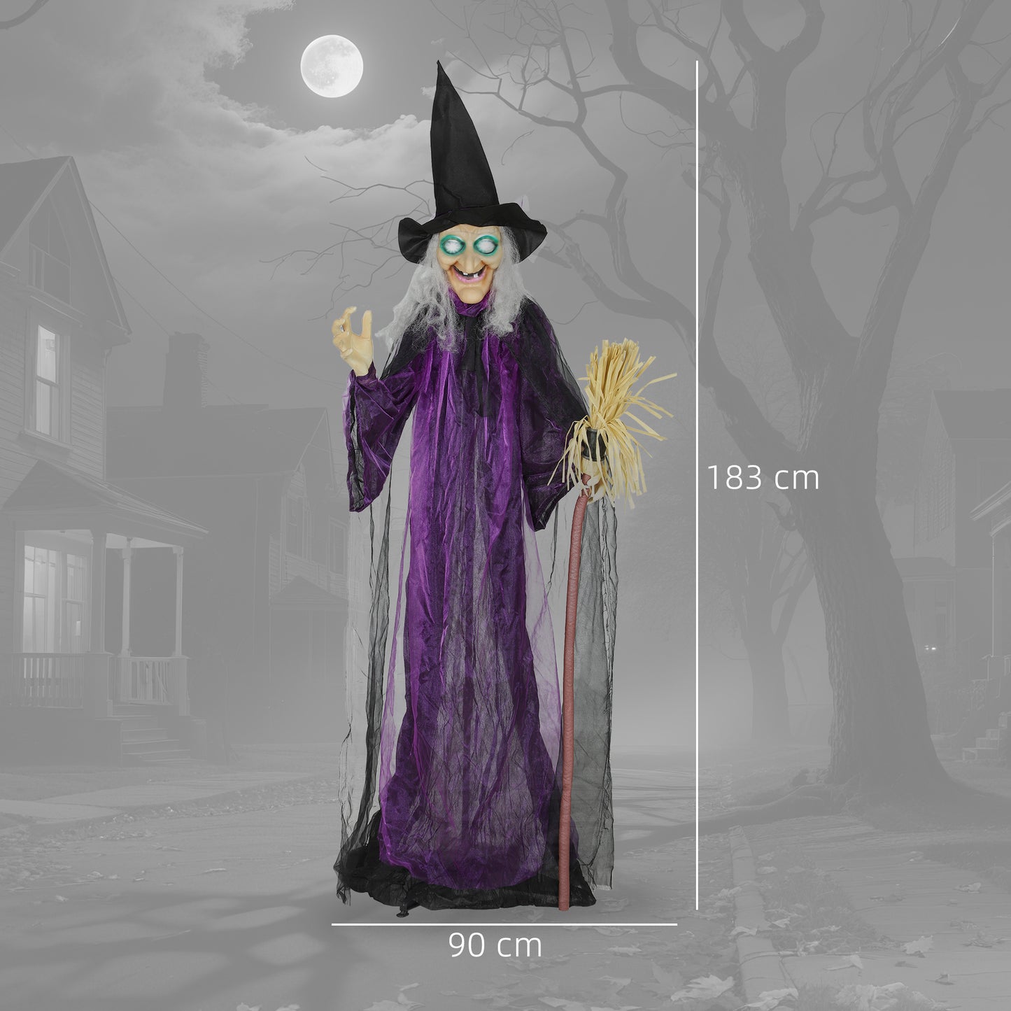 Animated Witch Halloween Decoration - 183cm