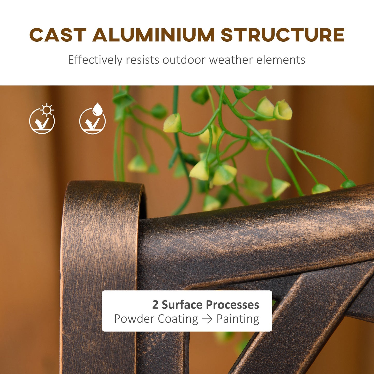 Outsunny Cast Aluminium Outdoor Garden Bench 2 Seater Antique Patio Loveseat