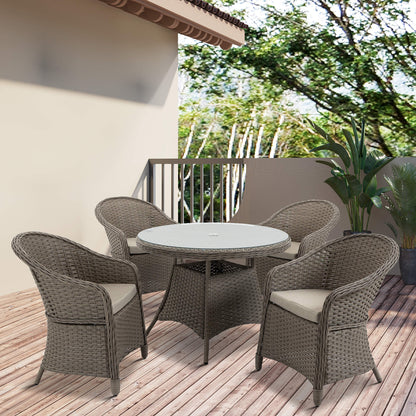 Outsunny 5 Pieces Luxury PE Rattan Dining Sets with Cushion