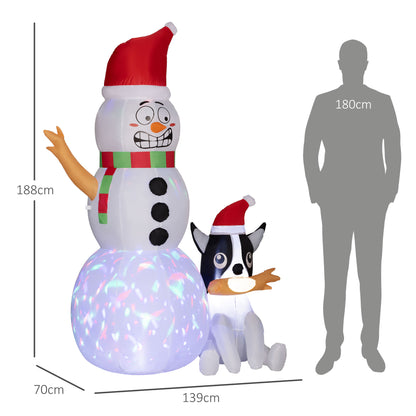 Snowman And Dog Inflatable Christmas Decoration - 188cm