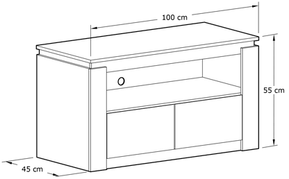 Canyon TV Unit Grey Oak 1 Shelf 2 Drawers