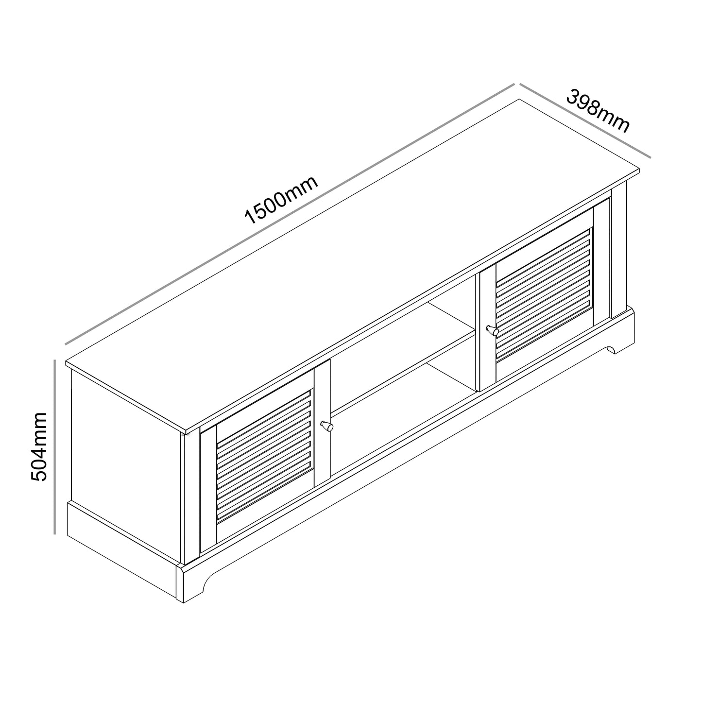 Salcombe TV Unit Light Grey 6 Shelves 2 Doors