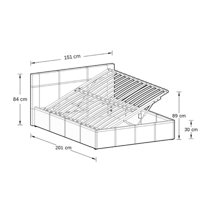 Side Lift Double Ottoman Bed Metal & Wood Natural 5 x 7ft