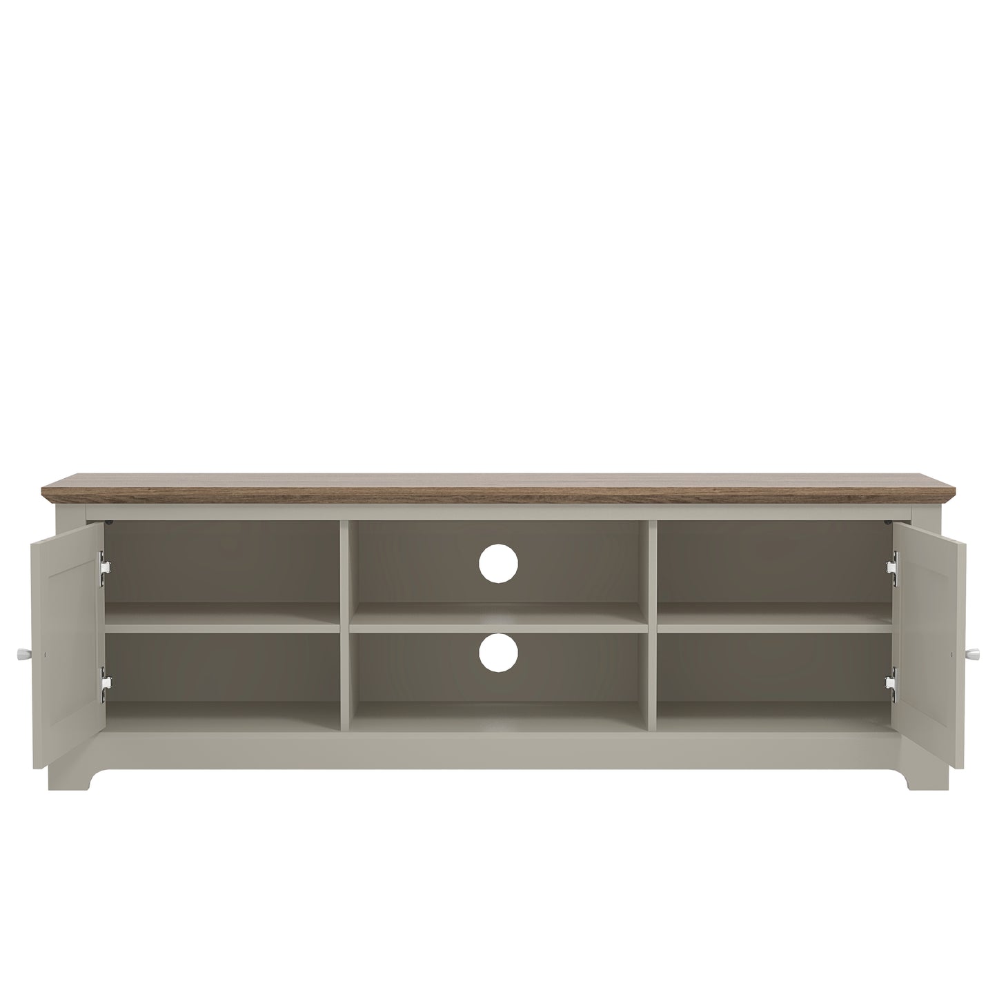 Salcombe TV Unit Light Grey 6 Shelves 2 Doors