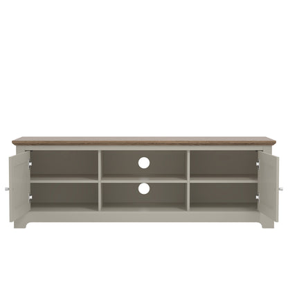 Salcombe TV Unit Light Grey 6 Shelves 2 Doors