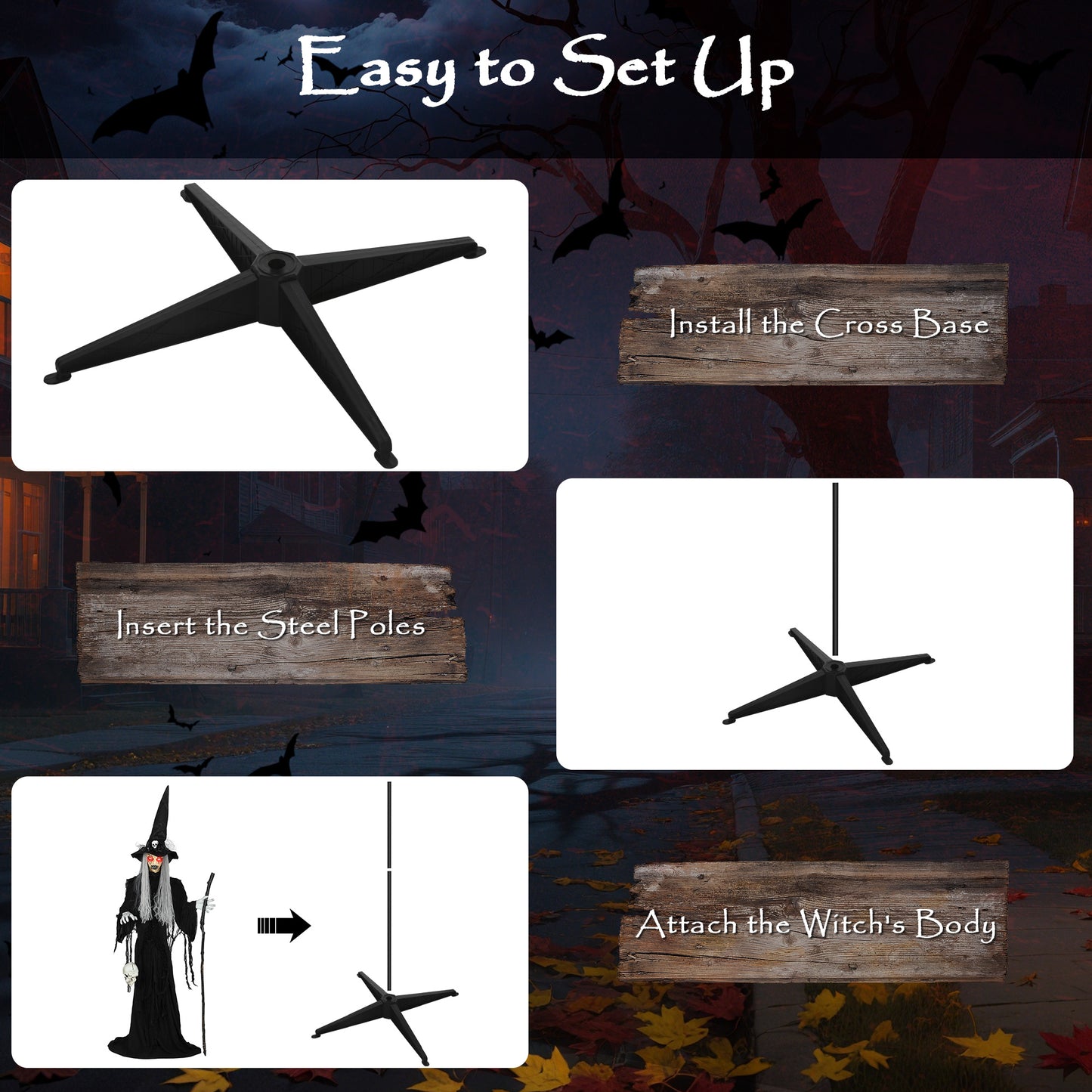 Animated Witch Halloween Decoration - 170cm