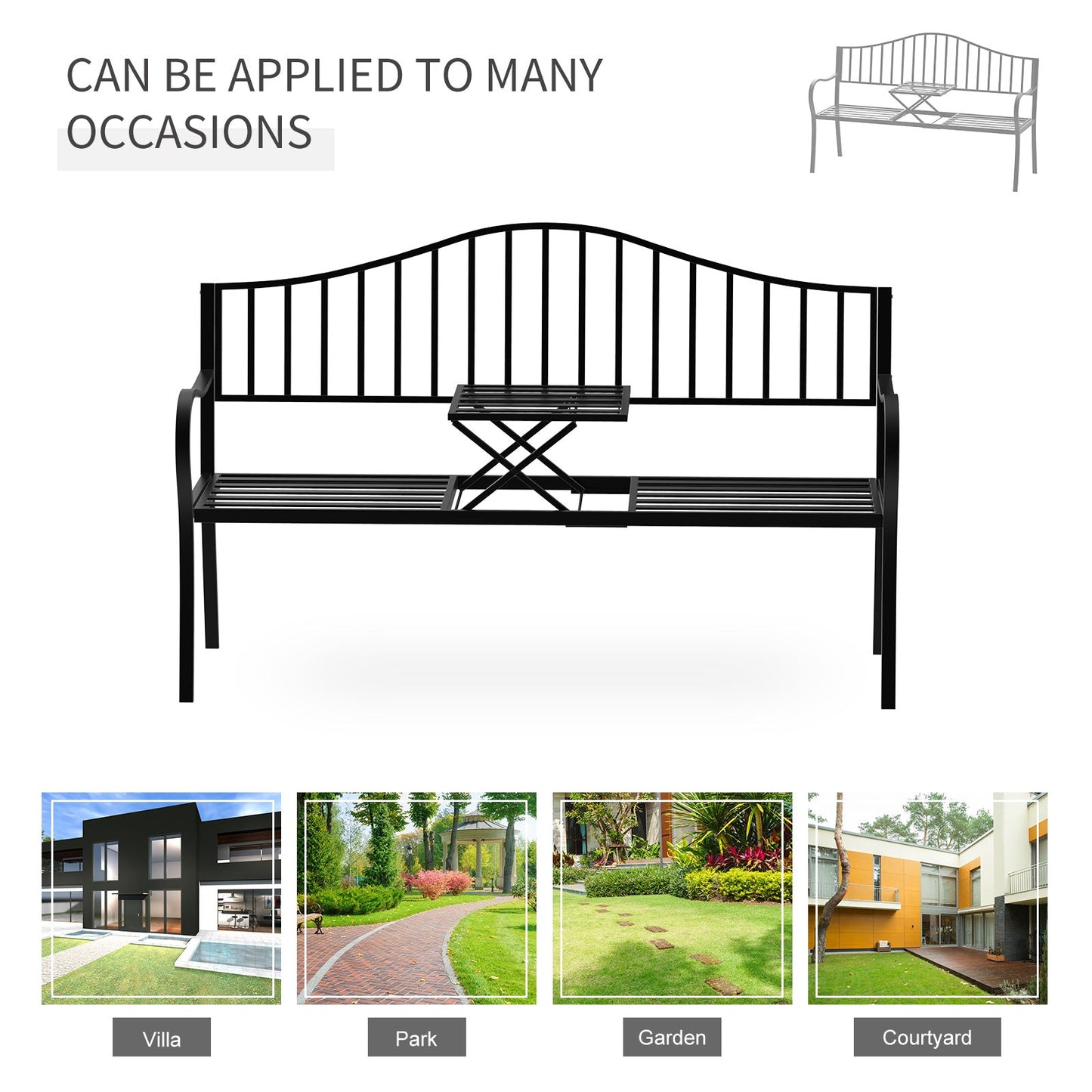 Metal Bench W/Table