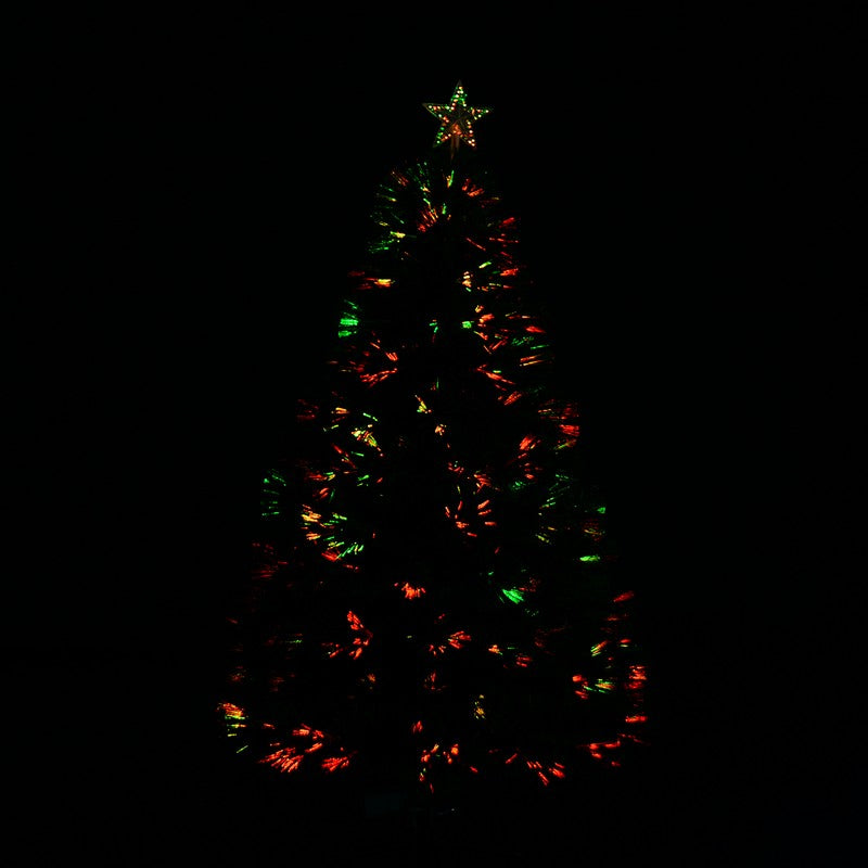 4FT Pre-Lit Fibre Optic Artificial Christmas Tree Holiday Xmas Décor with Tree Topper Multi-Colour