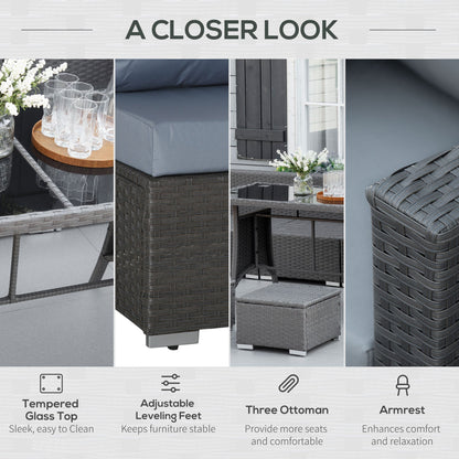 9 Seater Garden Rattan Furniture 10-Piece Rattan Corner Dining Sofa Set