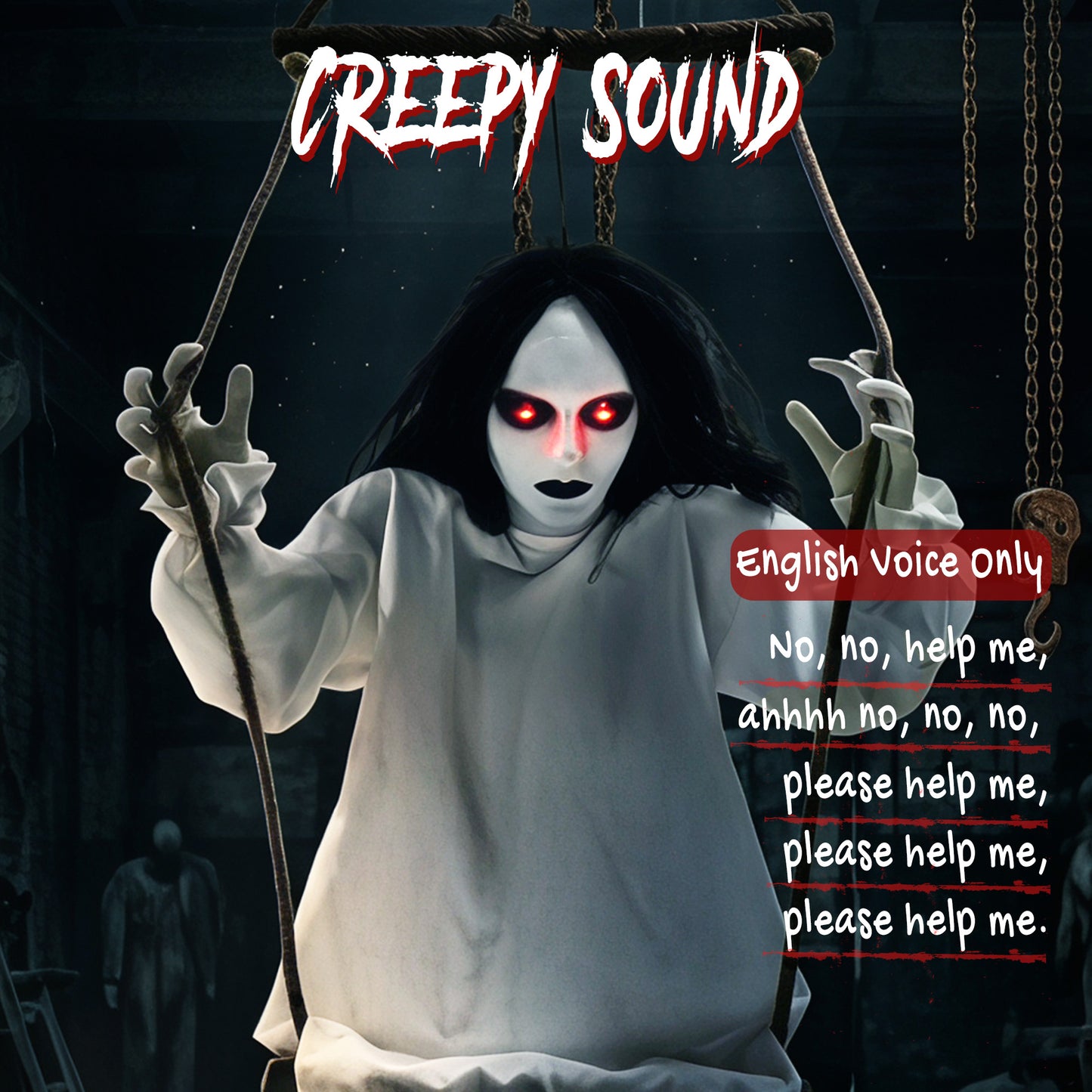 Animated Swinging Ghost Halloween Decoration - 170cm