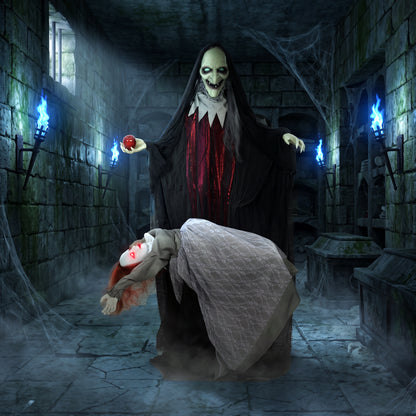 Animated Witch And Ghost Halloween Decoration - 180cm