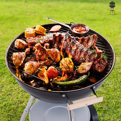 Portable Round Kettle Charcoal Grill BBQ Smoker with Lid Outdoor Heat Control Party Patio Barbecue Garden