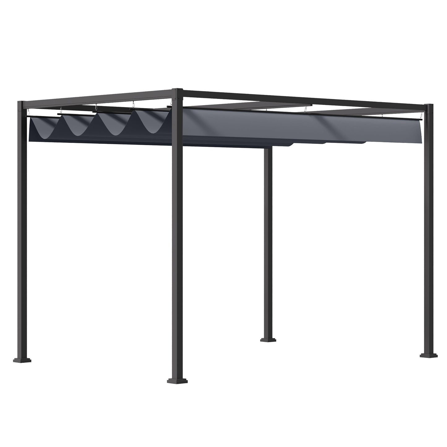 4 x 3M Metal Pergola Gazebo Patio Sun Shelter Grape Tent Retractable Canopy Grey