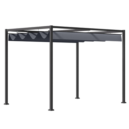 4 x 3M Metal Pergola Gazebo Patio Sun Shelter Grape Tent Retractable Canopy Grey