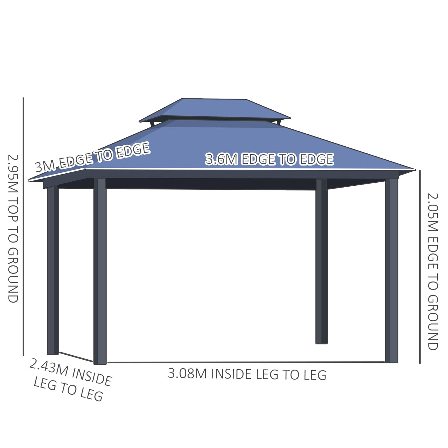 Outdoor 3.6 x 3M Gazebo Cabana w/ Steel Frame & Net Sidewalls for Privacy