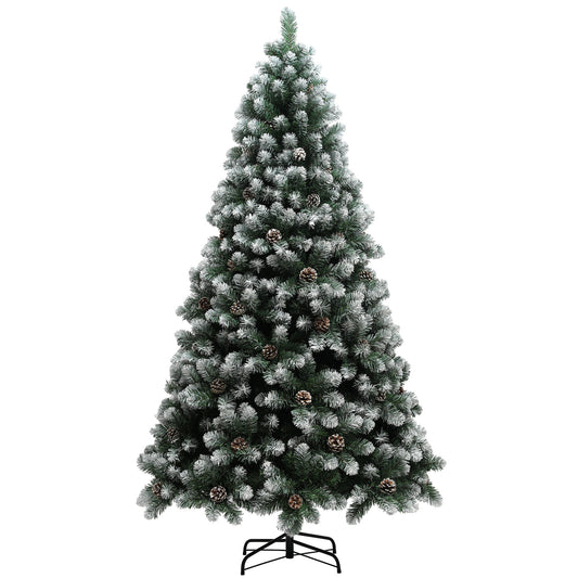 7ft Pinecone Christmas Tree Artificial - White Frosted Green  1152 Tips