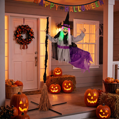Animated Flying Witch Halloween Decoration - 200cm