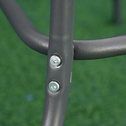 Garden Dining Table Glass Top Metal Frame with Parasol Hole Outdoor Balcony Grey 120L x 80W cm