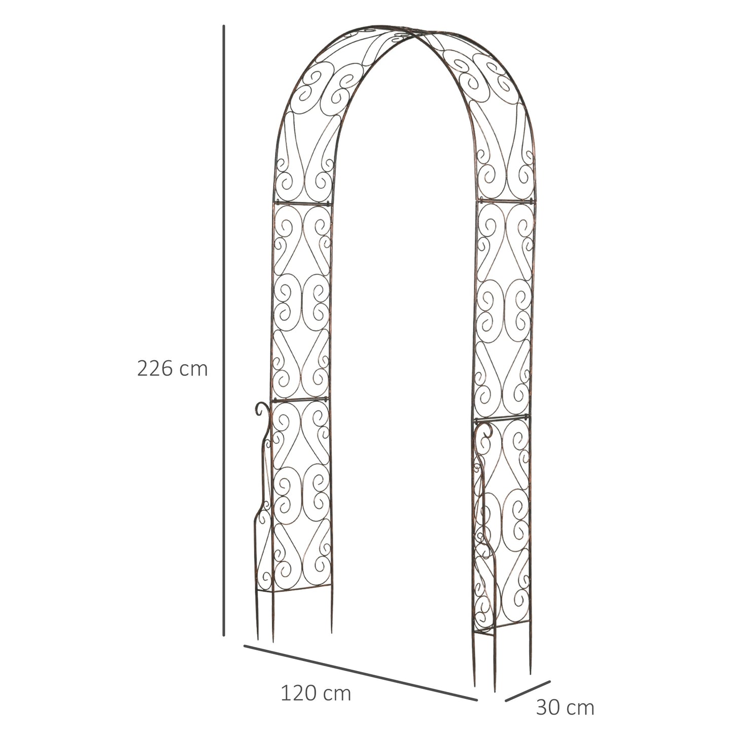 Metal Decorative Garden Rose Arch Arbour Trellis for Climbing Plants Support Archway Wedding Gate 120L x 30W x 226H cm