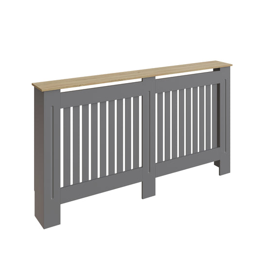 Longslow Large Radiator Cover Grey & Oak 1 Shelf